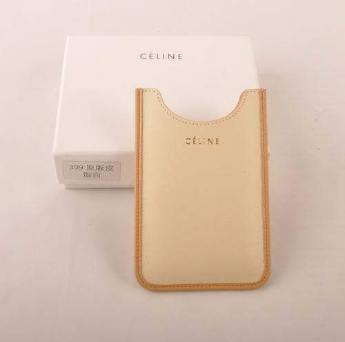 Celine Iphone Case - Celine 309 Silver White Original Leather - Click Image to Close
